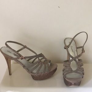 Lulu Townsend brown high heel sandals glitter